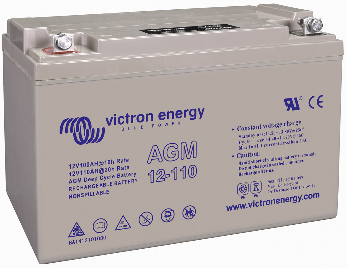 Victron 12V AGM deep cycle battery - 100 ah @ C10, 110 ah @C20